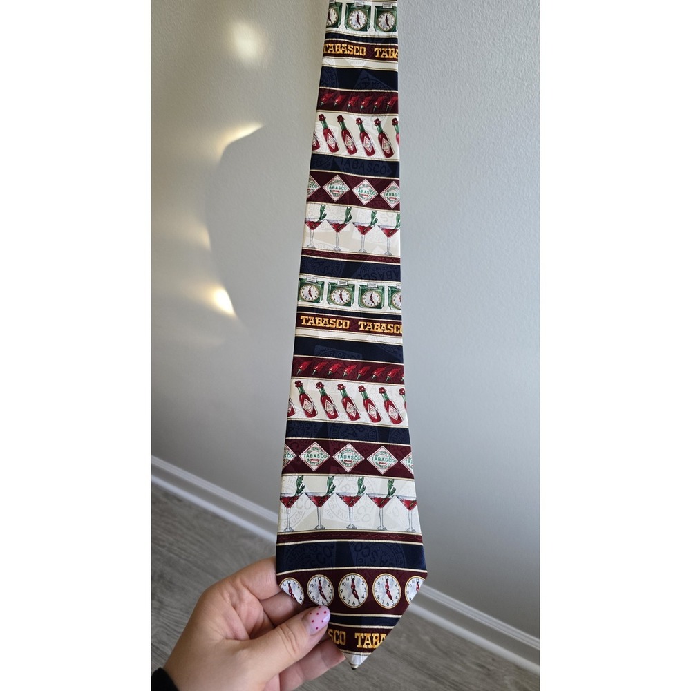 Tabasco Novelty Necktie Hot Sauce Print Silk Tie Peppers Bottles‎ Food Themed